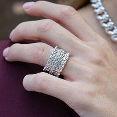 Anello Donna Unoaerre Bronzo Argentato Lucido Fascia Chicco Di Riso 484608