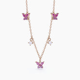Girocollo in argento rosato con zirconi rosa e bianchi SECRET GARDEN 553529