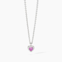 Girocollo in argento con tormalina sintetica a forma di cuore LOVE AFFAIR