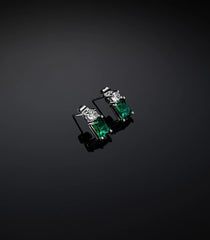 Orecchini emerald Verde Zirconi Bianchi J19AWJ12