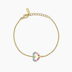 Bracciale donna in argento placcato oro con cuore HAPPY LOVE