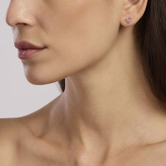 Orecchini in argento placcato oro rosa con tormalina sintetica ROUGE