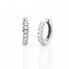 Orecchini a cerchio mini in argento bianco e zirconi 504500