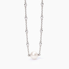 Girocollo zirconi con perla centrale 553519