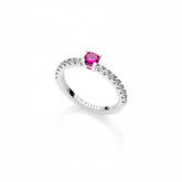 Anello solitario in argento con pietra rosa 527926-15