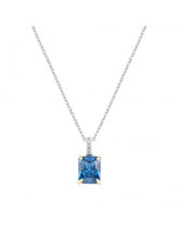 Collana Rettangolare Con Zircone Blu E Bianchi