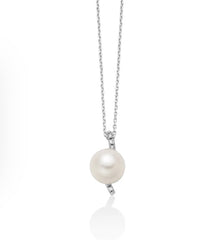 + Collier con perla Oriente e lavorazione in oro bianco 375 e diamanti
