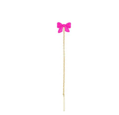RUE DES MILLE MONO ORECCHINO FIOCCO ROSA IN ARGENTO DORATO