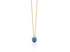 Collana con zaffiro blu ovale in oro giallo 375