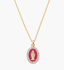 Collana mini Medaglia Miracolosa smaltata Bordeaux