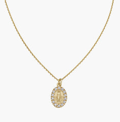 Collana Mini Madonna Miracolosa con Zirconi Dorata