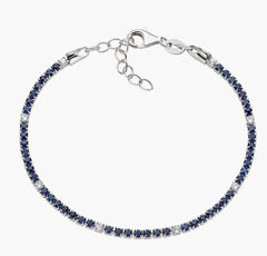 Bracciale Tennis Rodio Zirconi Blu