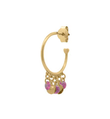 Mono orecchino 3cm Rue Des Mille argento con zirconi rosa