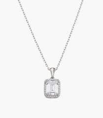 Collana Ciondolo Halo con Zircone Taglio Smeraldo
