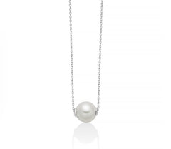 +Collana con perla Oriente passante in oro bianco 375