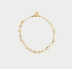 Bracciale Con Cuori Alternati Lisci E Pavè