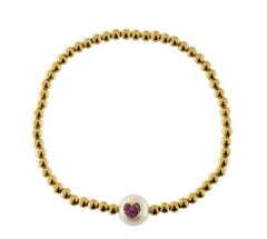 BRACCIALE ELASTICO COLLEZIONE "GALACTICA" CON CUORE E PERLA