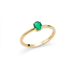+Anello con smeraldo ovale in oro giallo 375