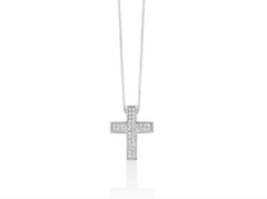 Collana in oro bianco con croce di diamanti