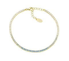 Bracciale Tennis Dorato Degradé Azzurro con Zirconi