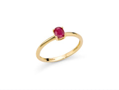 Anello con rubino ovale in oro giallo 375