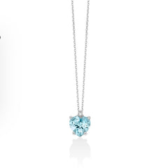 Collana con Gemma del Cielo a cuore e diamante in oro bianco 375