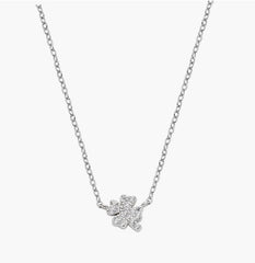 Collana Mini Quadrifoglio Pavé