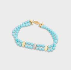 Bracciale elastico tripla ellissi turchese