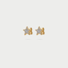 Orecchini A Lobo Stella Micro Zirconi In Argento