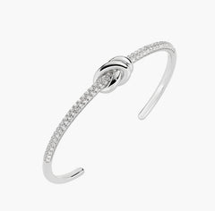Bracciale Rigido Nodo d'Amore in Ottone Rodiato con Zirconi
