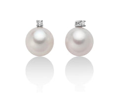 +Orecchini di perle Oriente con diamante in oro bianco