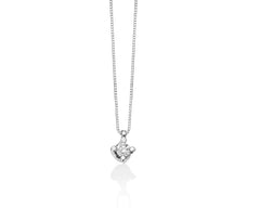 +Collana con diamante punto luce a valentino in oro bianco