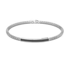 Bracciale Zancan in argento con targa e pietre nere.