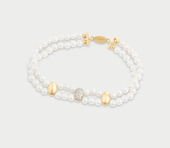 Bracciale elastico tripla ellissi perla