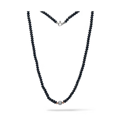 Collana in Argento con spinelli neri e perla grigia