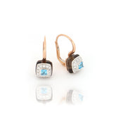 ORECCHINI LES PETITS BONBONS QUADRATO TOPAZIO AZZURRO, QUARZO FUMÉ E DIAMANTI