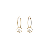 Orecchini a Cerchio Oro 375 con Anellini e Perle d'Acqua Dolce Bianche