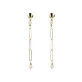 Orecchini Pendenti Oro 375 con Maglia Forzatina Allungata e Perle d'Acqua Dolce Bianche