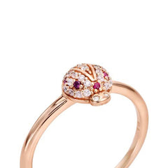 Anello AMEN Donna Coccinella Rosè e Zirconi Bianchi e Rossi RLARZBR-16