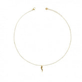 Collana Girocollo Donna Catenella e Corno Zirconato Dorato