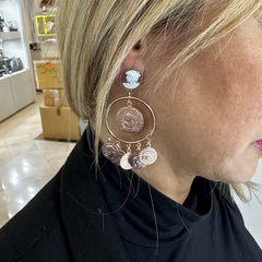 Orecchini Con Cameo E Medaglie Cameo Italiano - Argento