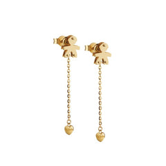 ORECCHINI I CLASSICI CON SAGOMA BIMBO E CUORE IN ORO GIALLO