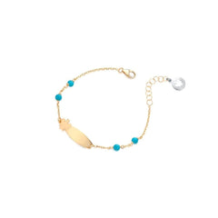 BRACCIALE BIMBA O BIMBO IN ORO CON PIASTRINA ANGELO E TURCHESE SKU: NKT326