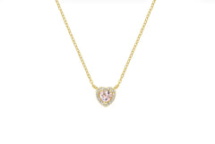 Collana Dolce Cuore Rosa Morganite in Argento 925 Placcato Oro 18kt
