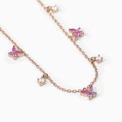 Girocollo in argento rosato con zirconi rosa e bianchi SECRET GARDEN 553529