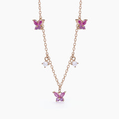 Girocollo in argento rosato con zirconi rosa e bianchi SECRET GARDEN 553529