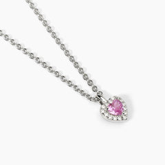 Girocollo in argento con tormalina sintetica a forma di cuore LOVE AFFAIR