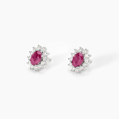 Orecchini in argento con rubino sintetico ovale COOL OR RÉTRO?
