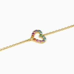 Bracciale donna in argento placcato oro con cuore HAPPY LOVE