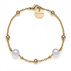 Bracciale in bronzo dorato e perle naturali 523452